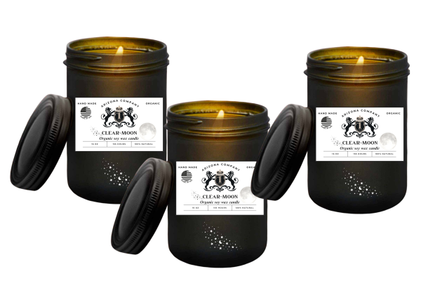 Clear Moon Trio by 1Virx – Organic Soy Candle Bundle (3 x 16 oz)