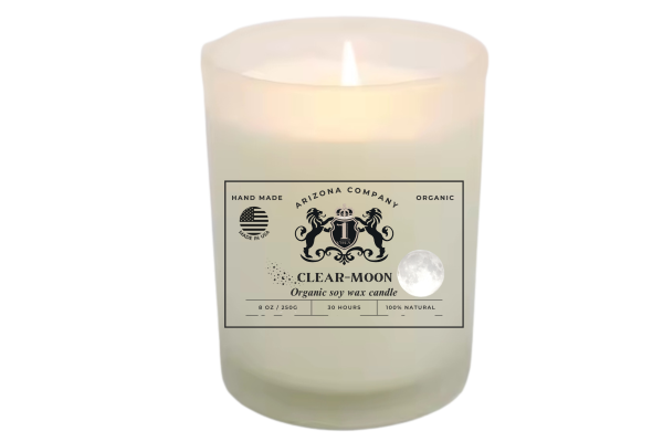 Organic Clear Moon Candle – 8 oz by 1Virx