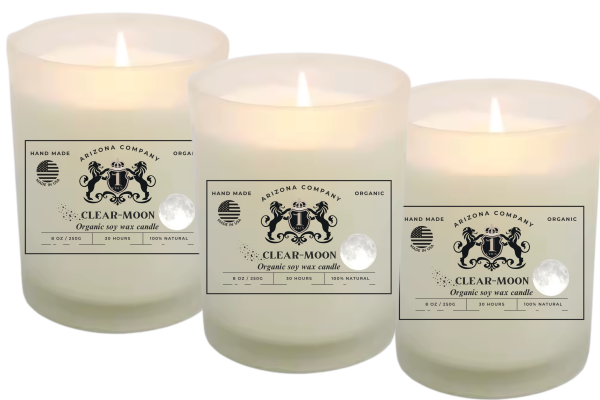 Organic Clear Moon Candle Bundle – 3 x 8 oz by 1Virx